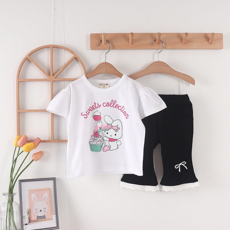Olive denim - Korean Children Fashion - #childrensboutique - Cake Strawberry Rabbit Tee - 8