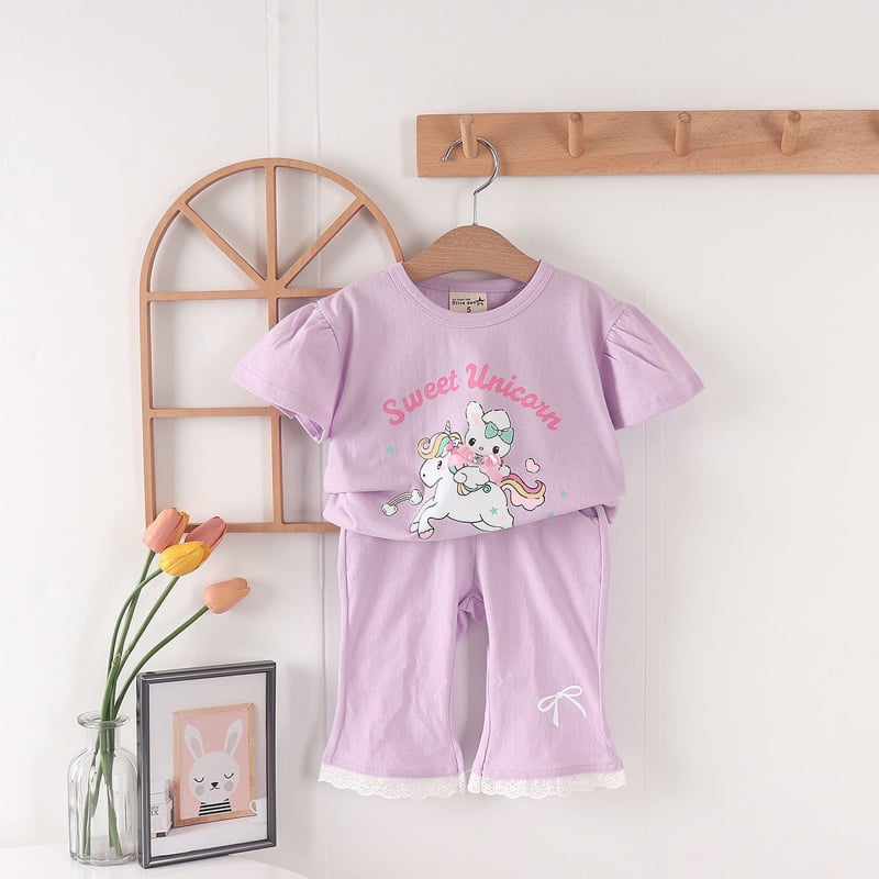 Olive denim - Korean Children Fashion - #childrensboutique - Rabbit Unicorn Tee - 7