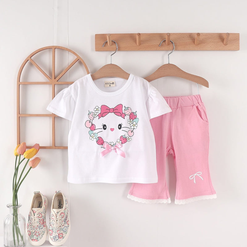 Olive denim - Korean Children Fashion - #designkidswear - Ribbon Cat Tee - 3