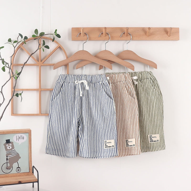 Olive denim - Korean Children Fashion - #designkidswear - Stripe Shorts - 5