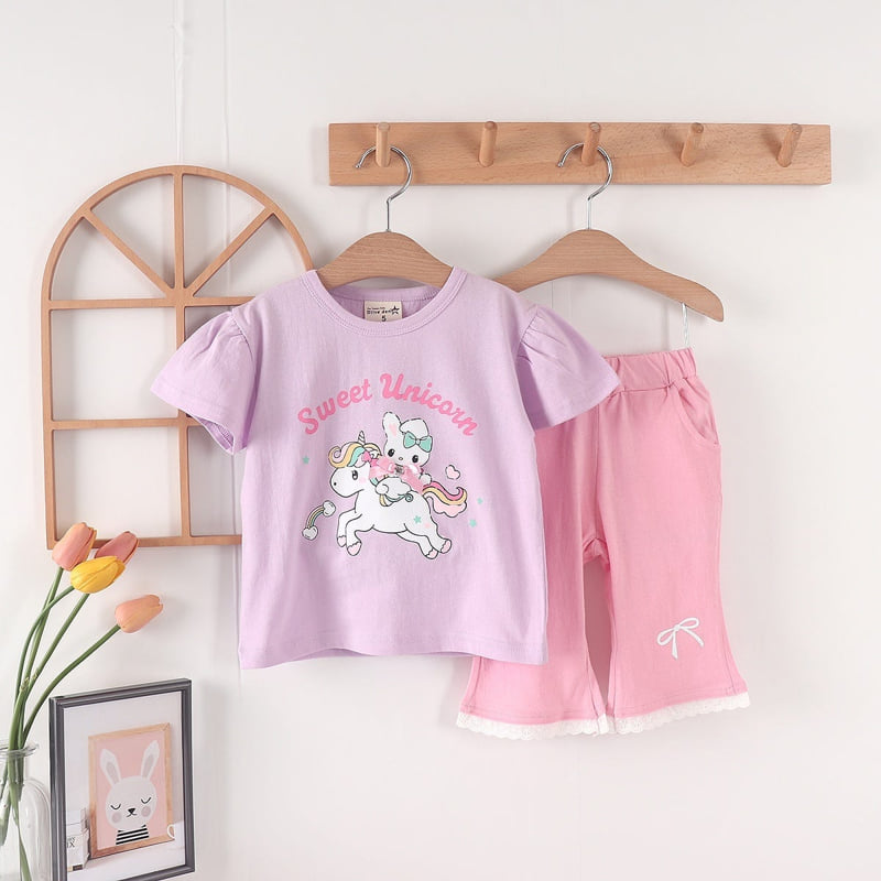 Olive denim - Korean Children Fashion - #designkidswear - Rabbit Unicorn Tee - 8