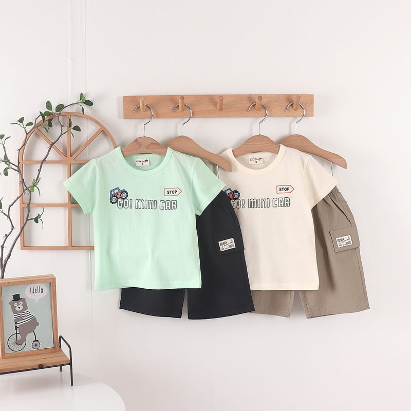Olive denim - Korean Children Fashion - #discoveringself - Mini Car Tee - 6