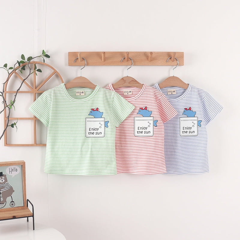 Olive denim - Korean Children Fashion - #discoveringself - Single Shark Tee