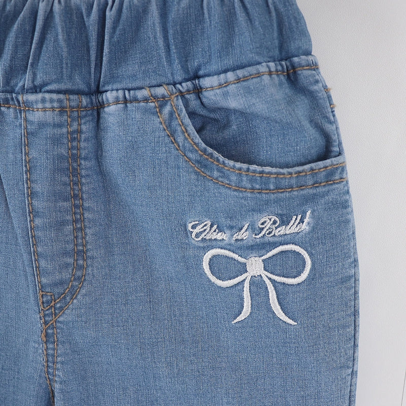 Olive denim - Korean Children Fashion - #discoveringself - Denim Ribbed Shorts - 5