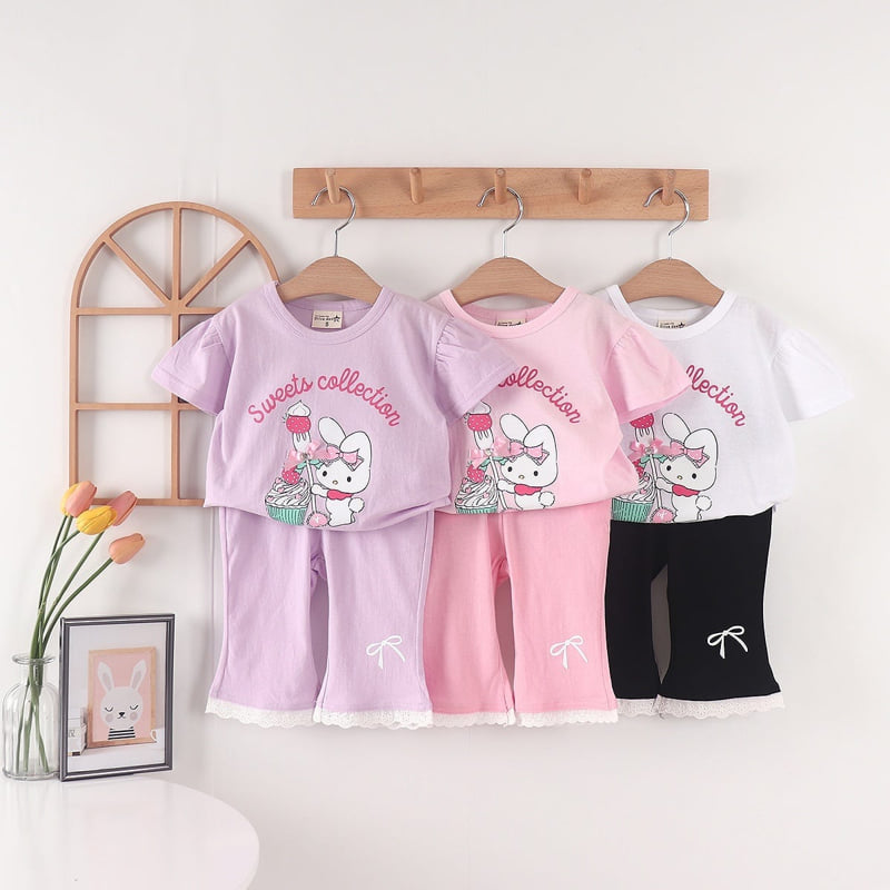 Olive denim - Korean Children Fashion - #discoveringself - Cake Strawberry Rabbit Tee - 10