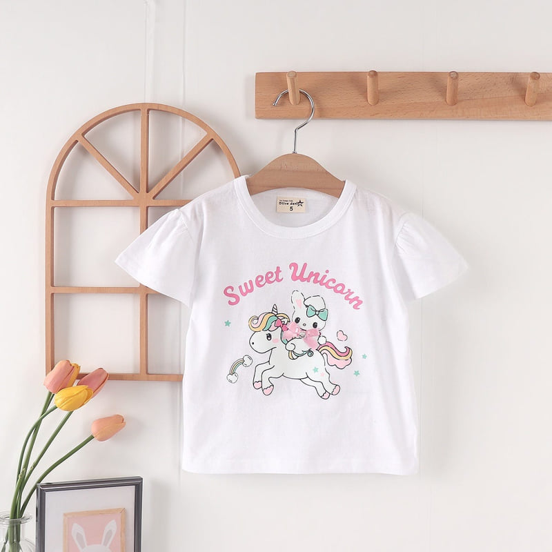 Olive denim - Korean Children Fashion - #discoveringself - Rabbit Unicorn Tee - 9