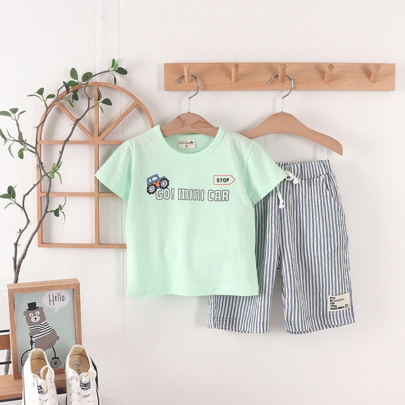 Olive denim - Korean Children Fashion - #fashionkids - Mini Car Tee - 7