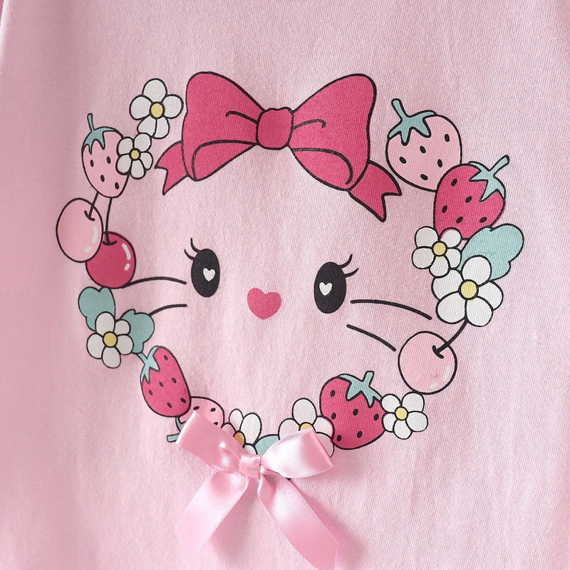 Olive denim - Korean Children Fashion - #fashionkids - Ribbon Cat Tee - 5