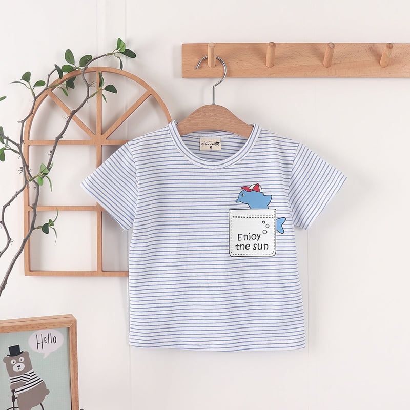 Olive denim - Korean Children Fashion - #fashionkids - Single Shark Tee - 2