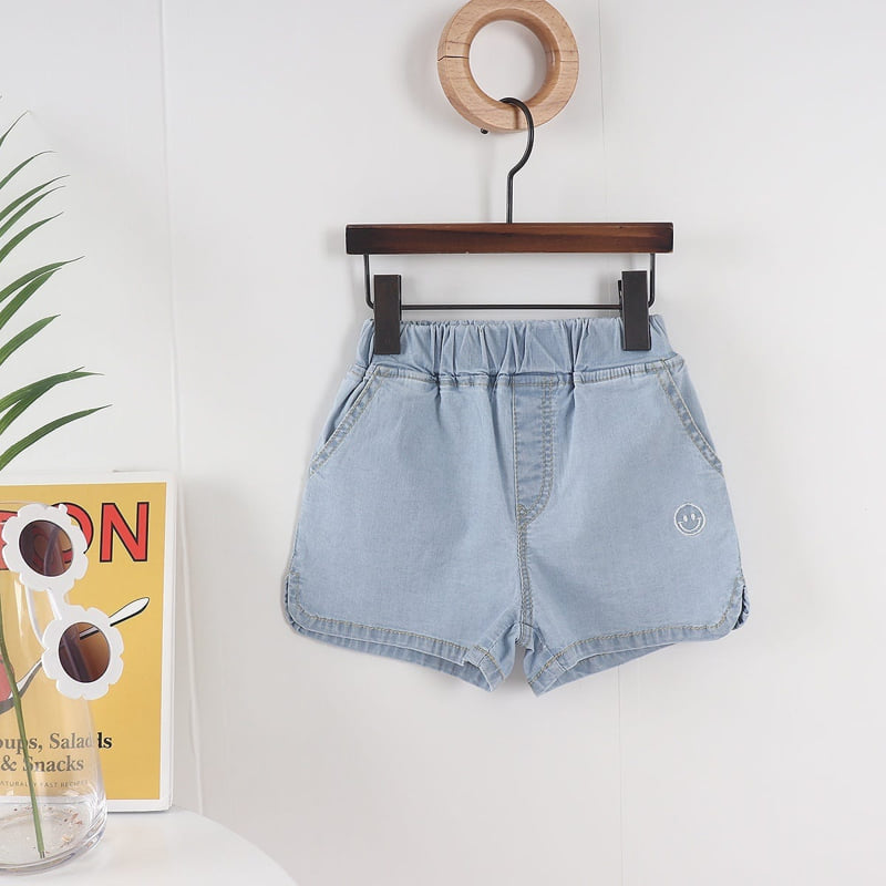 Olive denim - Korean Children Fashion - #discoveringself - Denim Smile Embroidery Pants - 4