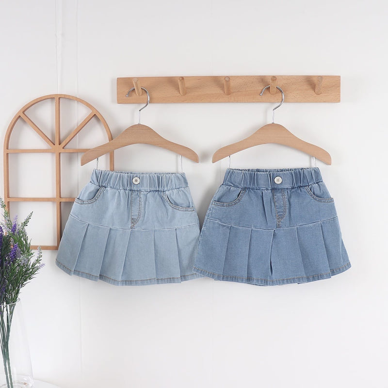 Olive denim - Korean Children Fashion - #fashionkids - Denim Skirt Shorts