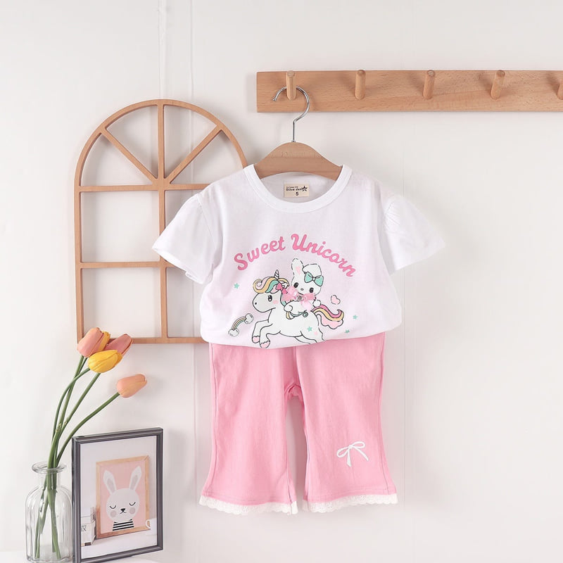 Olive denim - Korean Children Fashion - #fashionkids - Rabbit Unicorn Tee - 10