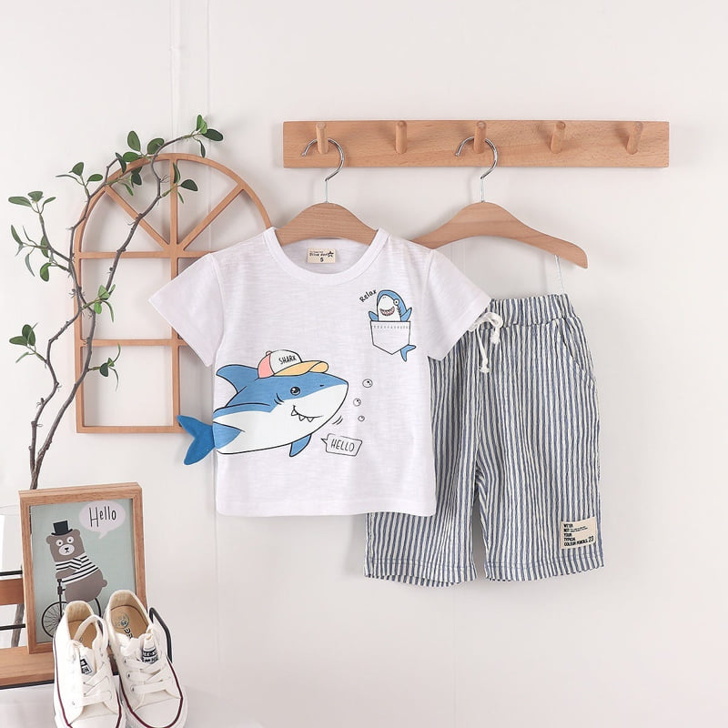 Olive denim - Korean Children Fashion - #kidsshorts - Shark Tail Tee - 9