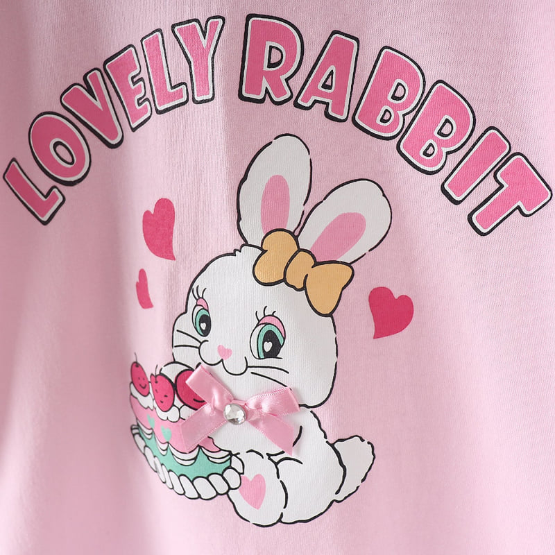 Olive denim - Korean Children Fashion - #fashionkids - Lovely Rabbit Tee - 4