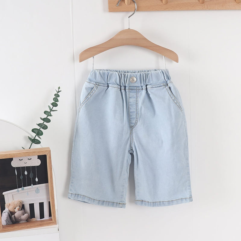 Olive denim - Korean Children Fashion - #kidsshorts - Denim Shorts - 6