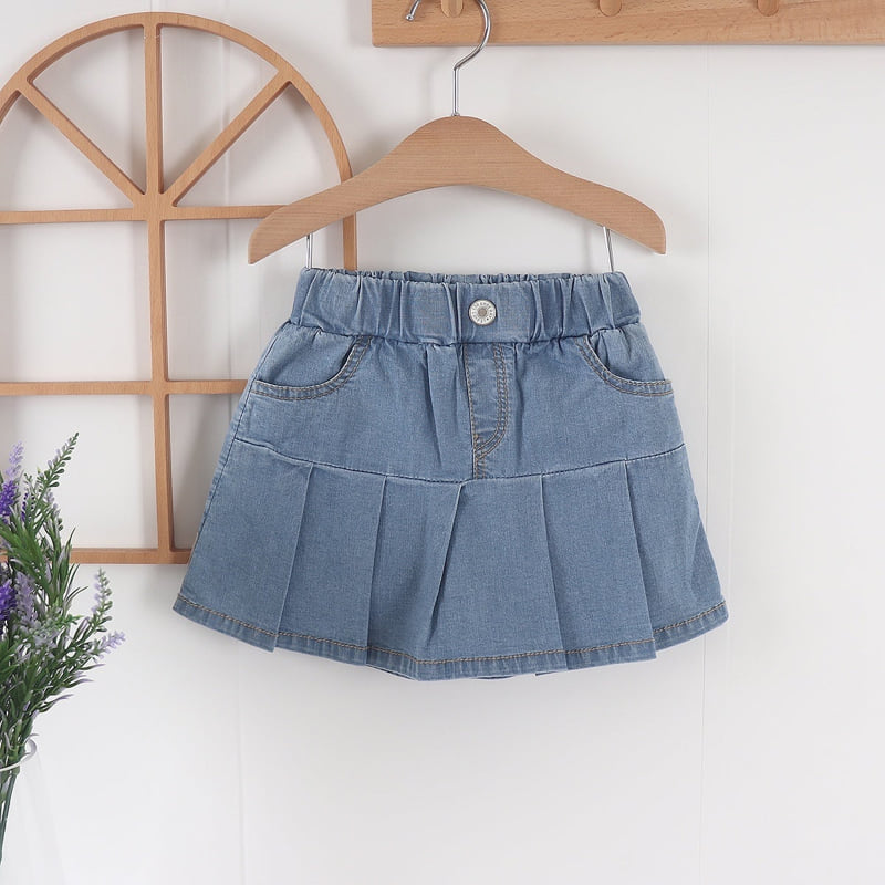 Olive denim - Korean Children Fashion - #kidsshorts - Denim Skirt Shorts - 2
