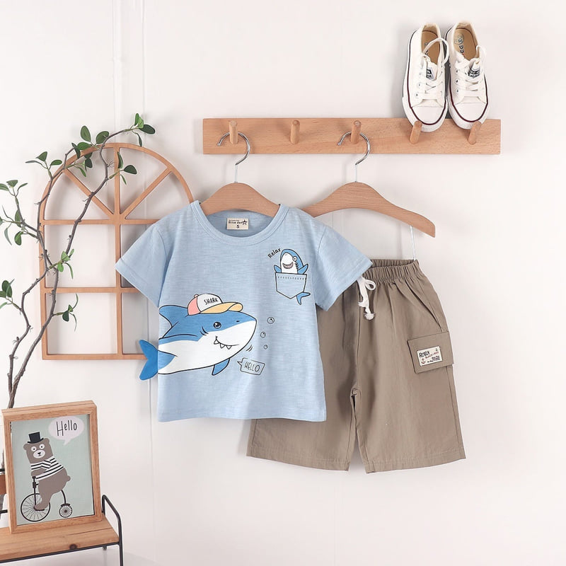 Olive denim - Korean Children Fashion - #kidsstore - Shark Tail Tee - 10