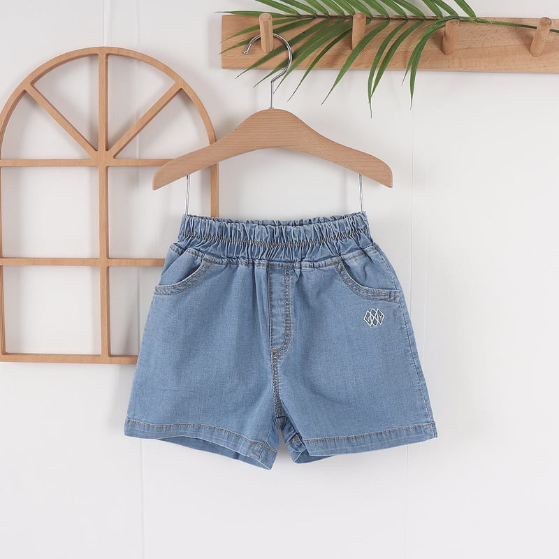 Olive denim - Korean Children Fashion - #kidsshorts - Denim Embroidery Pants - 4
