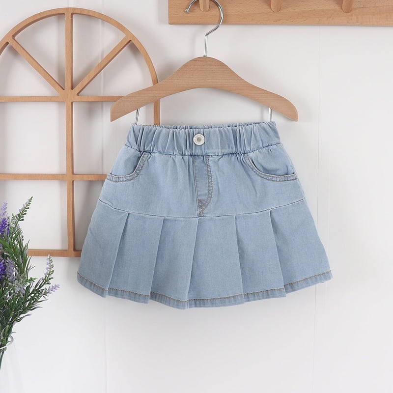 Olive denim - Korean Children Fashion - #kidsstore - Denim Skirt Shorts - 3