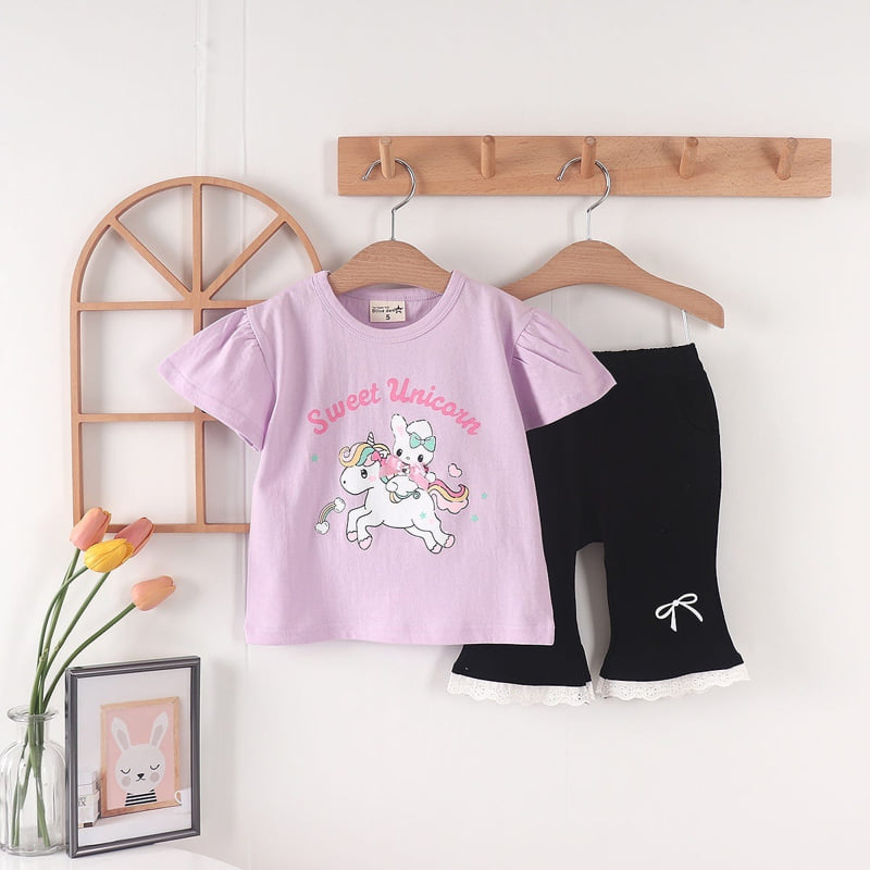 Olive denim - Korean Children Fashion - #kidsstore - Rabbit Unicorn Tee - 12