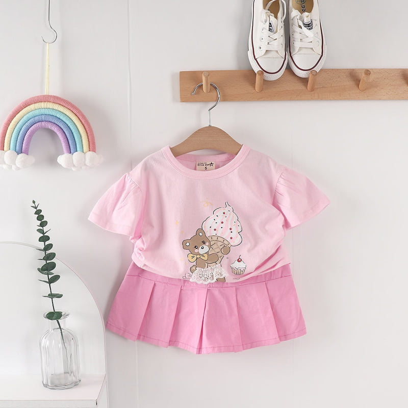 Olive denim - Korean Children Fashion - #kidzfashiontrend - Mesh Bear Tee - 9