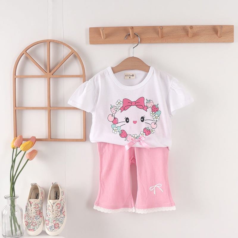 Olive denim - Korean Children Fashion - #kidzfashiontrend - Ribbon Cat Tee - 8