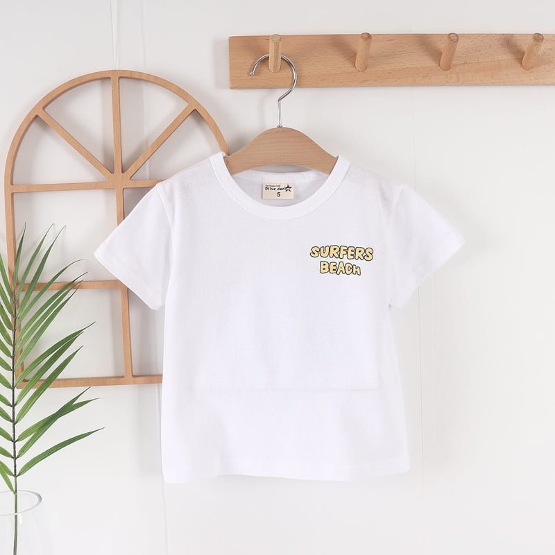 Olive denim - Korean Children Fashion - #kidzfashiontrend - Surfing Bear Tee - 3