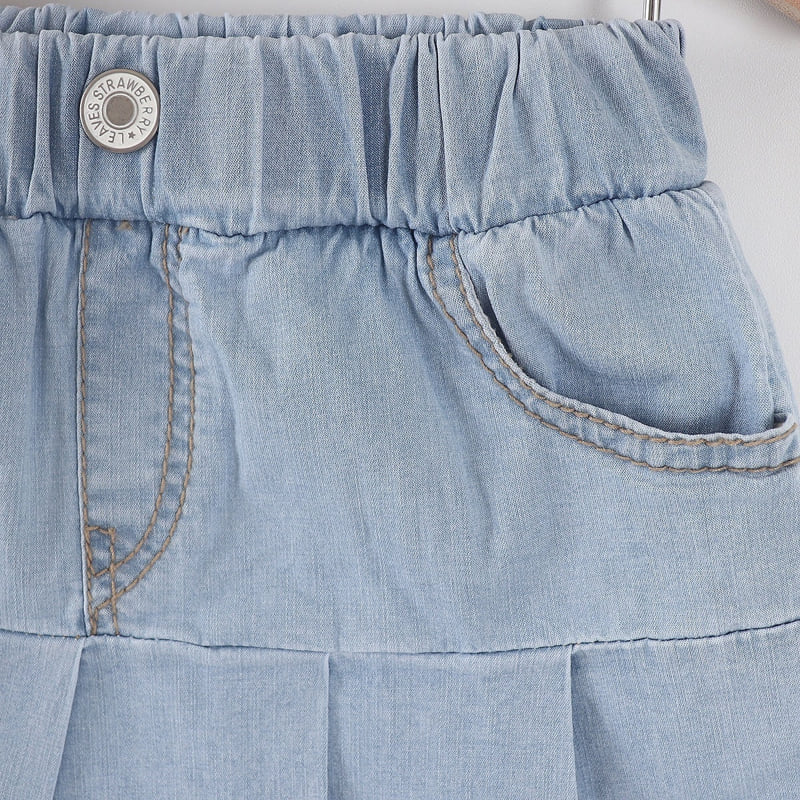 Olive denim - Korean Children Fashion - #kidsstore - Denim Skirt Shorts - 4
