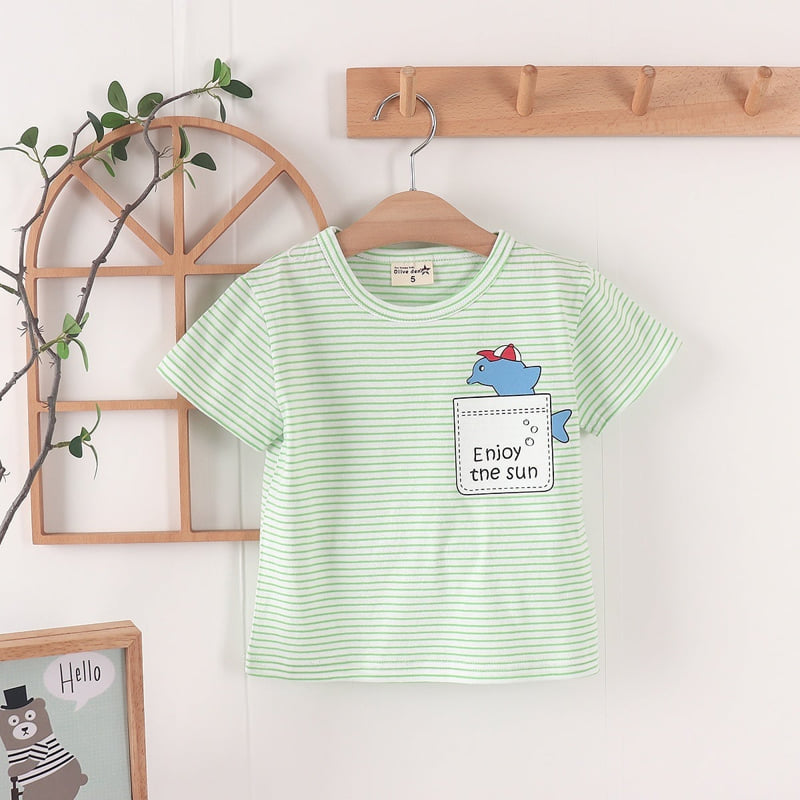 Olive denim - Korean Children Fashion - #littlefashionista - Single Shark Tee - 7