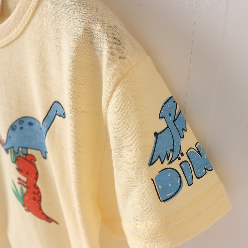 Olive denim - Korean Children Fashion - #littlefashionista - Dino Tee - 6
