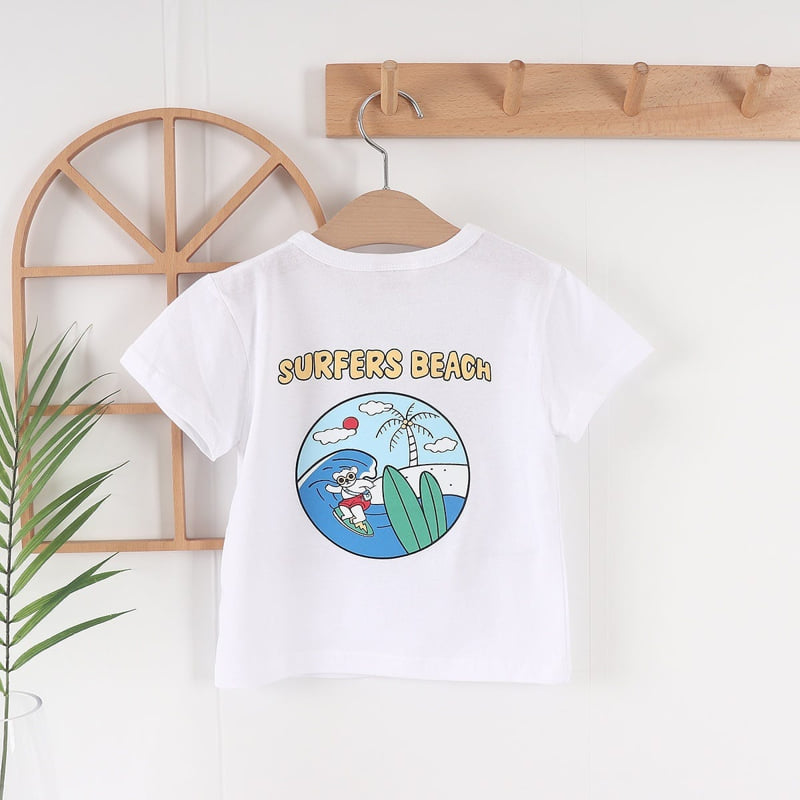 Olive denim - Korean Children Fashion - #littlefashionista - Surfing Bear Tee - 5