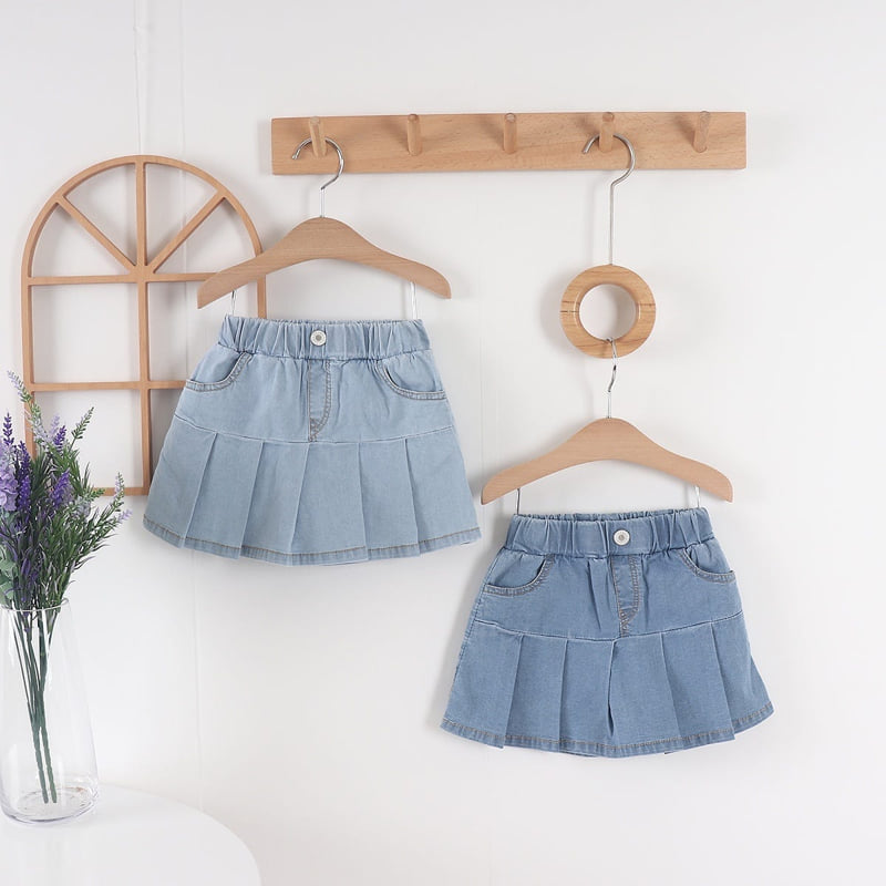 Olive denim - Korean Children Fashion - #littlefashionista - Denim Skirt Shorts - 6