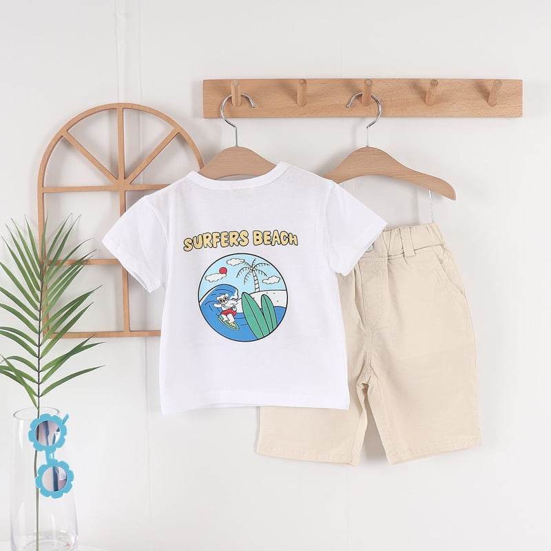 Olive denim - Korean Children Fashion - #magicofchildhood - Surfing Bear Tee - 6