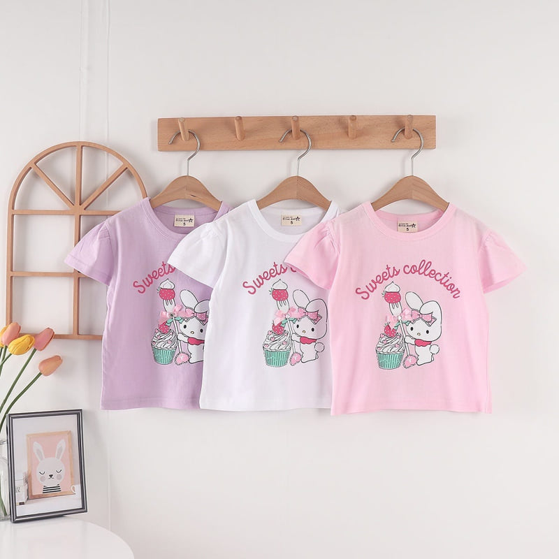 Olive denim - Korean Children Fashion - #magicofchildhood - Cake Strawberry Rabbit Tee