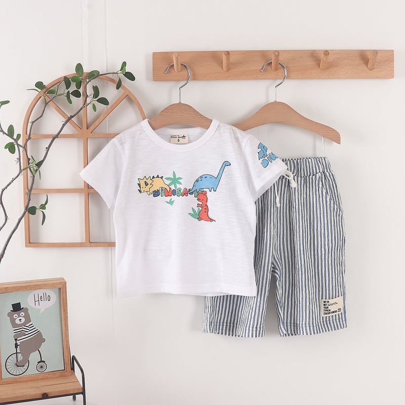 Olive denim - Korean Children Fashion - #minifashionista - Dino Tee - 8