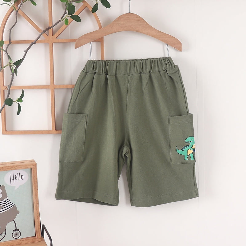 Olive denim - Korean Children Fashion - #minifashionista - Dino Shorts - 5