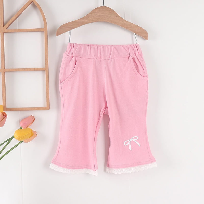 Olive denim - Korean Children Fashion - #magicofchildhood - Ribbon Lace Pants - 4