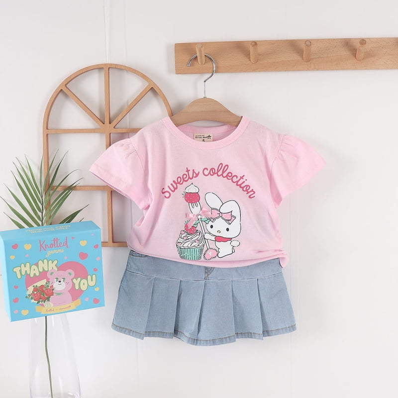 Olive denim - Korean Children Fashion - #minifashionista - Denim Skirt Shorts - 8