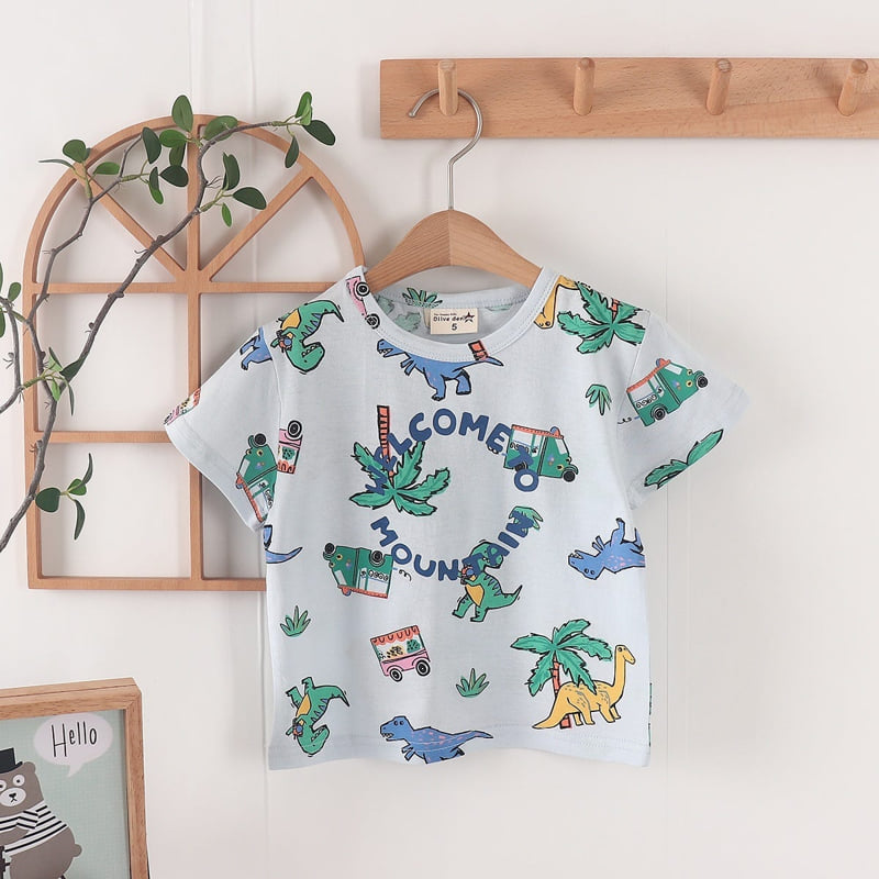 Olive denim - Korean Children Fashion - #minifashionista - Jurassic Tee - 3