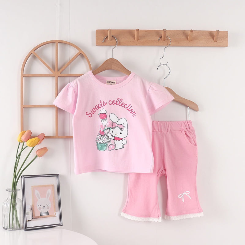Olive denim - Korean Children Fashion - #minifashionista - Cake Strawberry Rabbit Tee - 2