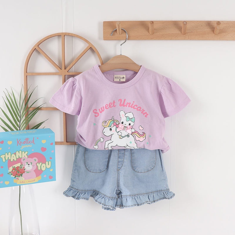 Olive denim - Korean Children Fashion - #prettylittlegirls - Denim Frill Shorts - 8