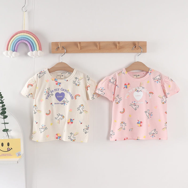 Olive denim - Korean Children Fashion - #prettylittlegirls - Unicorn Tee - 6
