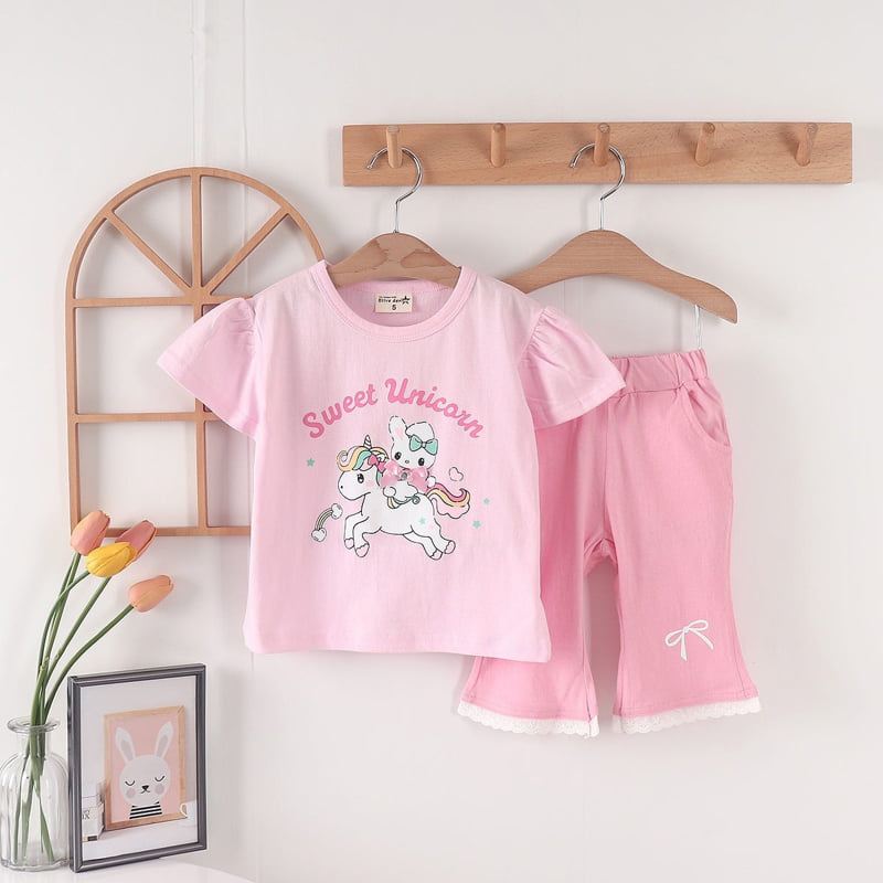 Olive denim - Korean Children Fashion - #prettylittlegirls - Rabbit Unicorn Tee - 2