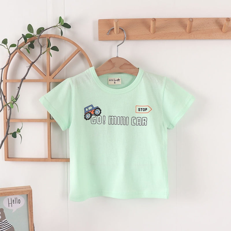 Olive denim - Korean Children Fashion - #stylishchildhood - Mini Car Tee - 2