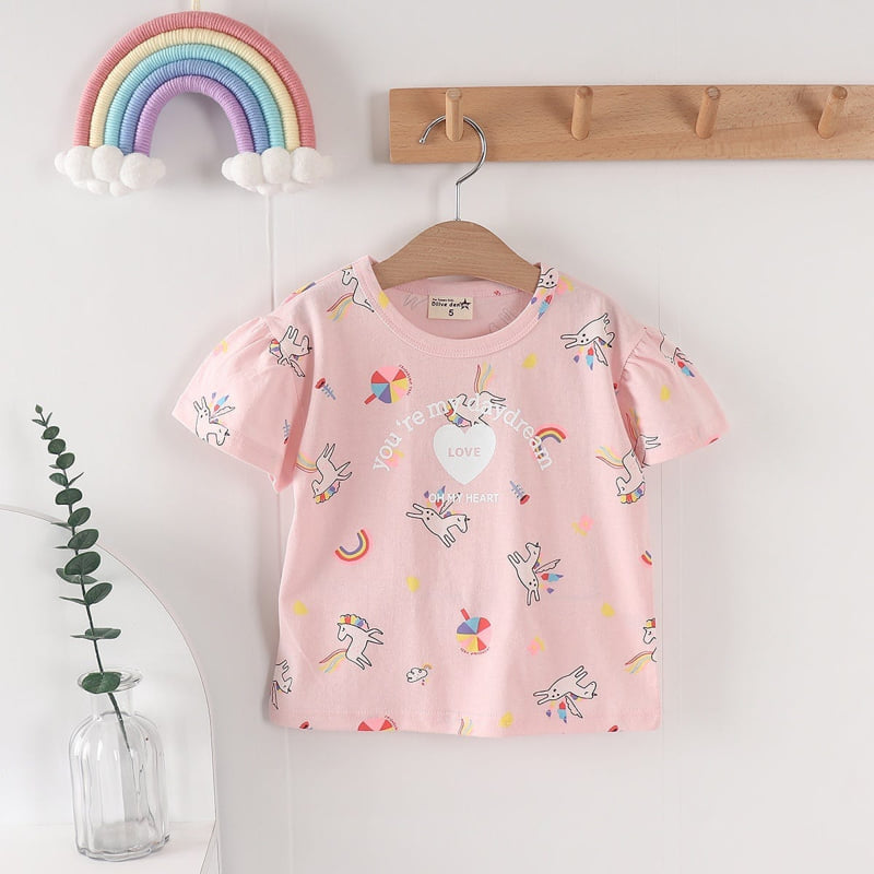 Olive denim - Korean Children Fashion - #stylishchildhood - Unicorn Tee - 9