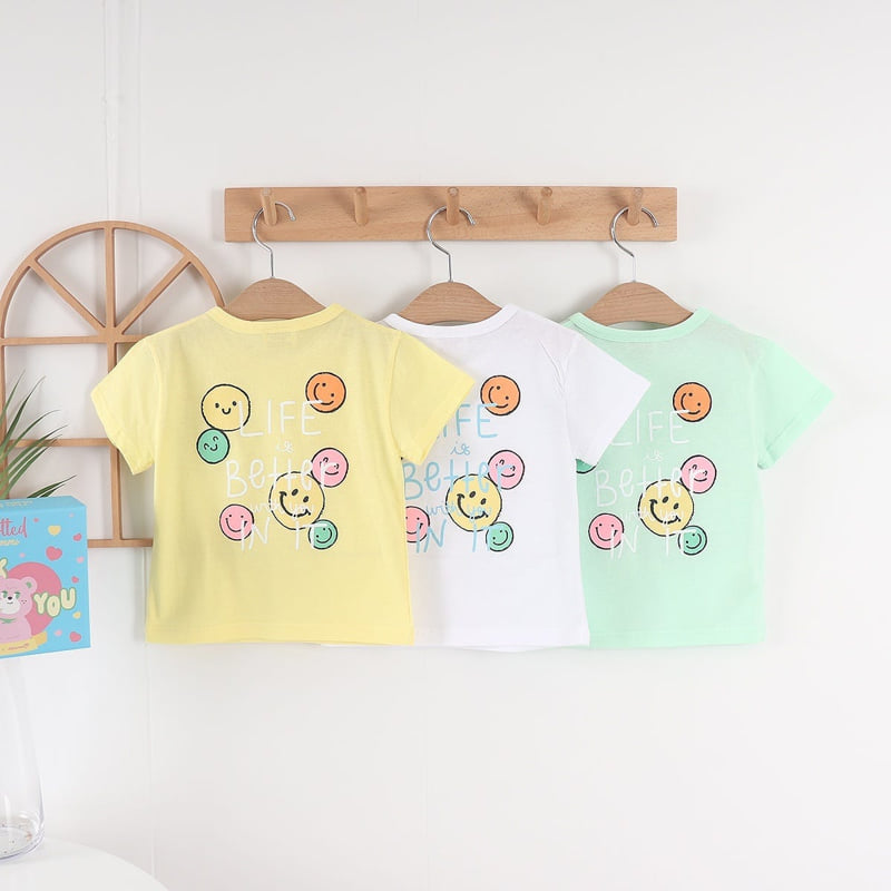 Olive denim - Korean Children Fashion - #todddlerfashion - Smile Tee - 2