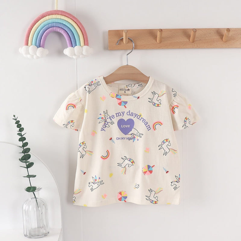 Olive denim - Korean Children Fashion - #todddlerfashion - Unicorn Tee - 7