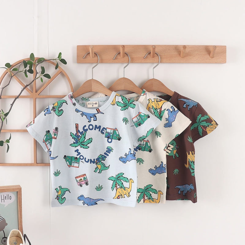 Olive denim - Korean Children Fashion - #todddlerfashion - Jurassic Tee - 5