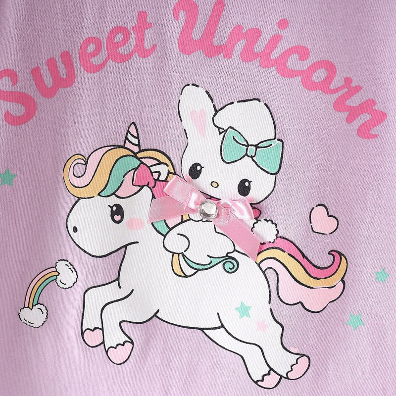 Olive denim - Korean Children Fashion - #todddlerfashion - Rabbit Unicorn Tee - 3