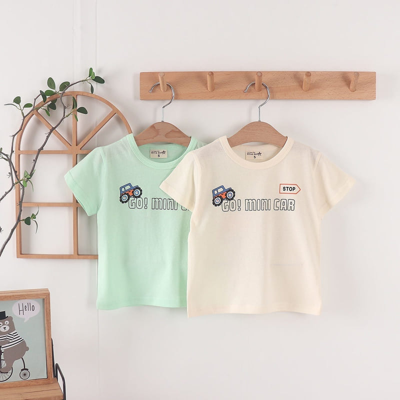 Olive denim - Korean Children Fashion - #toddlerclothing - Mini Car Tee